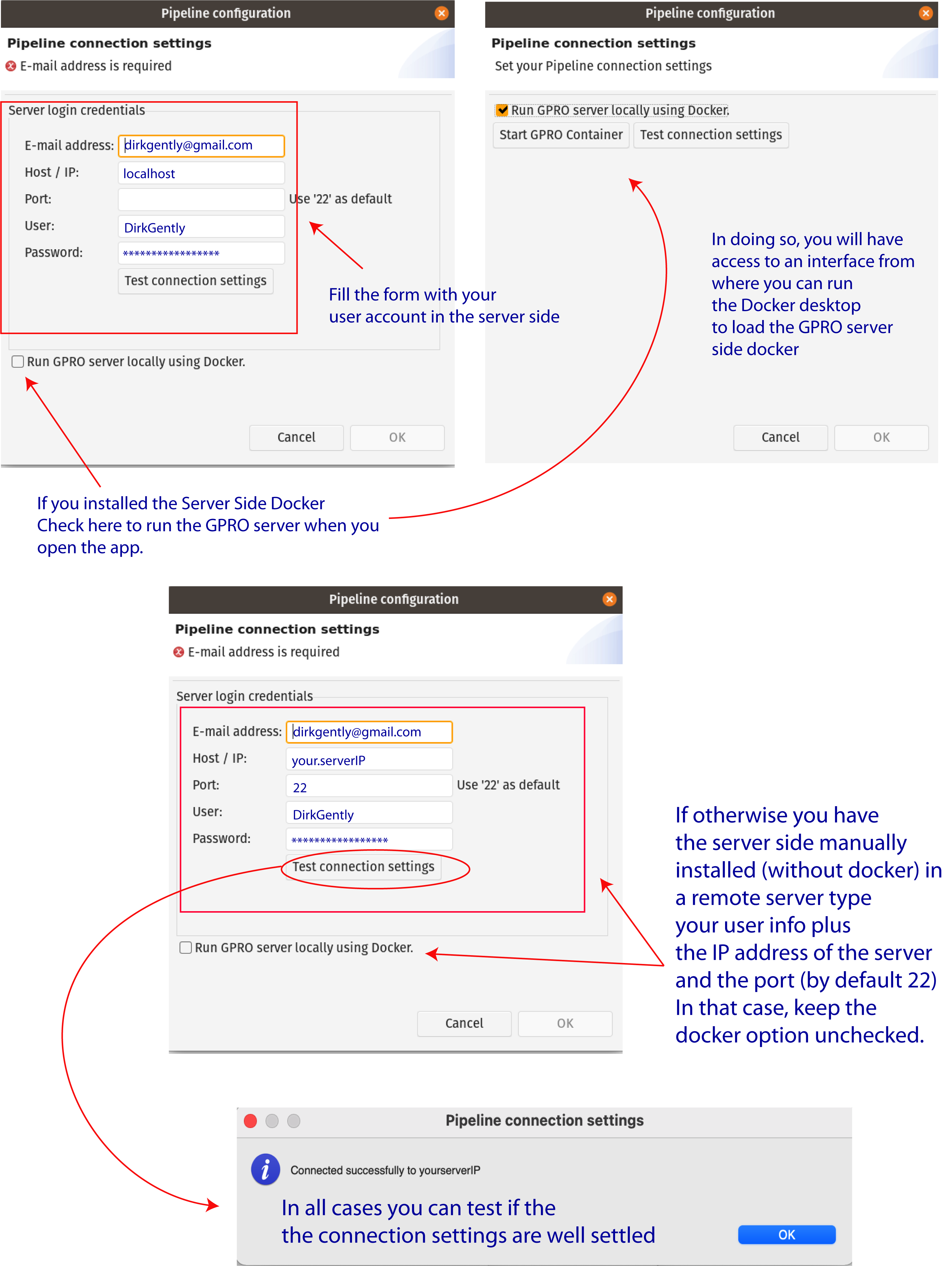 Figure 1: Server connection dialog.