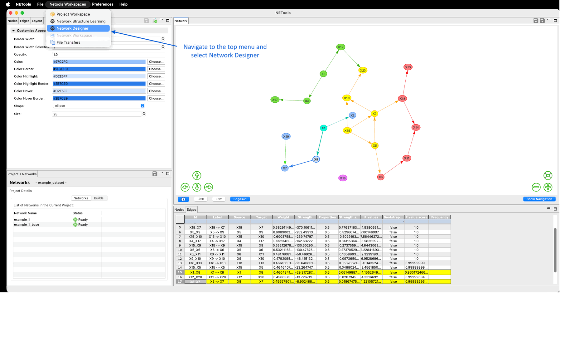Figure 7: Using Network Designer to configure whitelist and blacklist constraints.