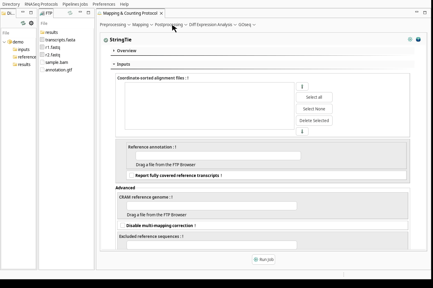 Figure 27: configuring StringTie in RNASeq