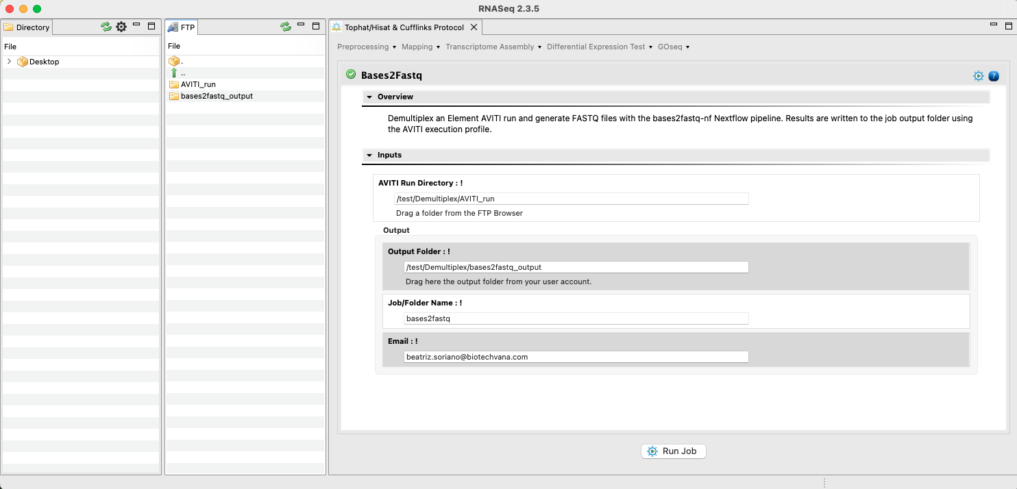 Figure 9: Using the GPRO interface for Bases2Fastq.
