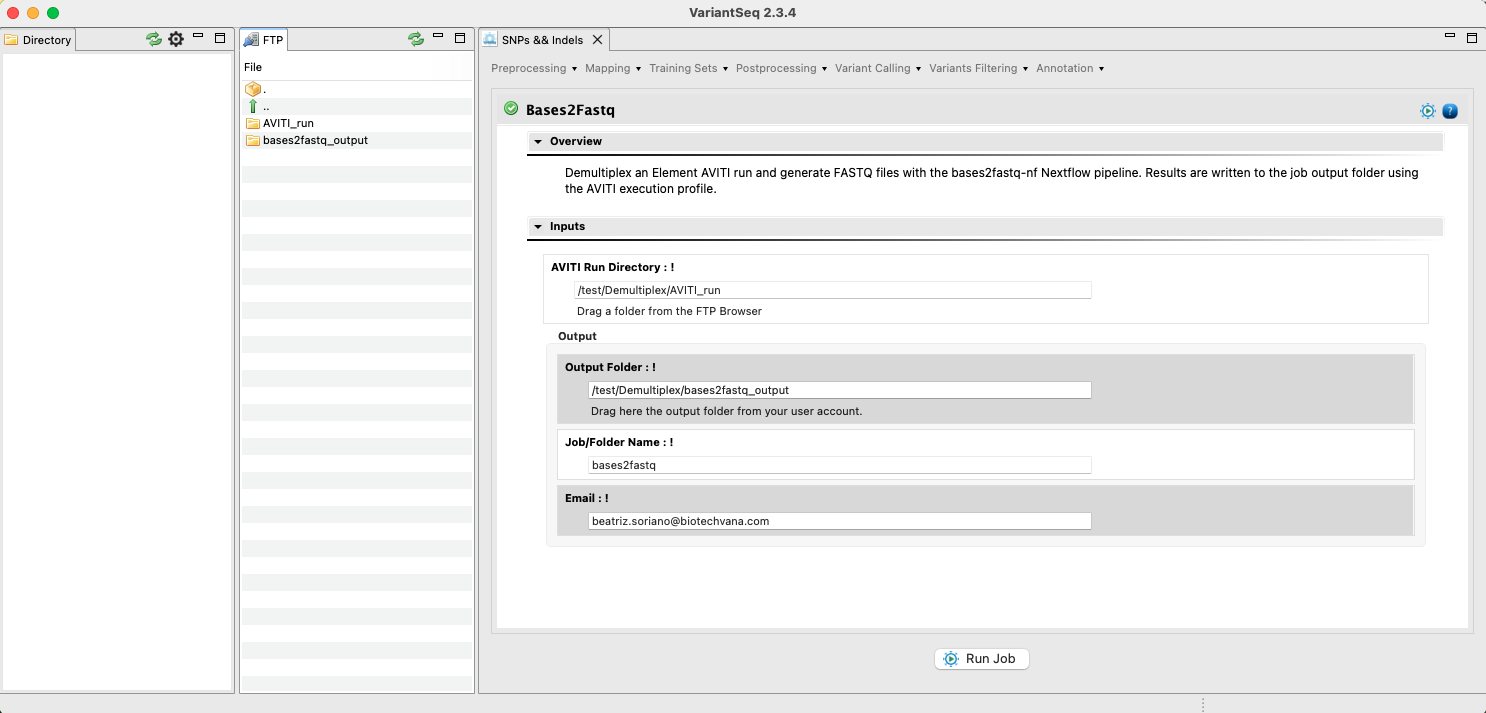 Figure 9: Using the GPRO interface for Bases2Fastq.