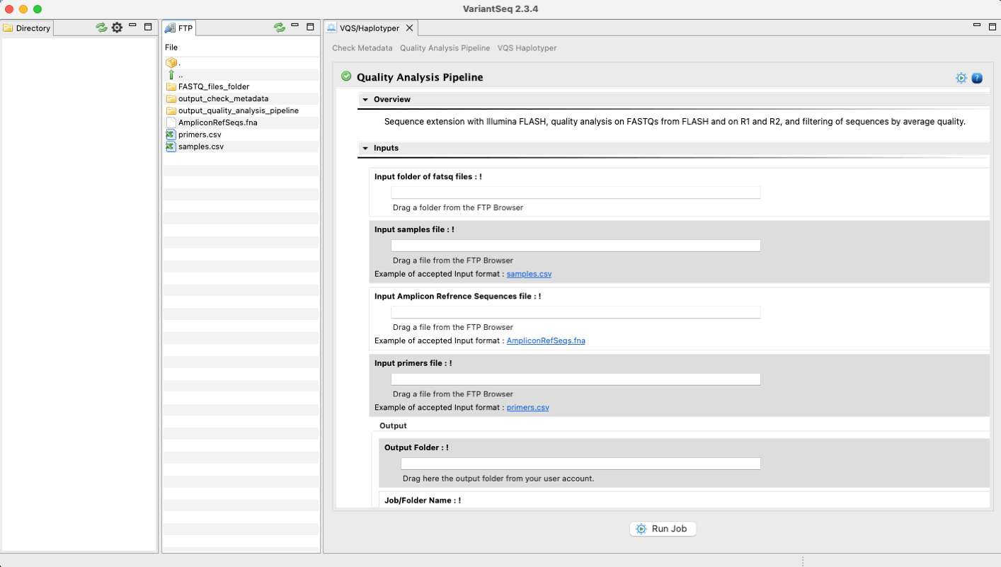 Figure 47: Using the GPRO interface for Quality Analysis Pipeline.